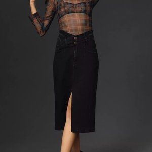 Pilcro Double-Waist Denim Midi Skirt